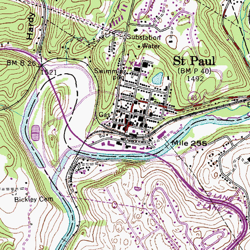 Topographic Map of Saint Paul Post Office, VA