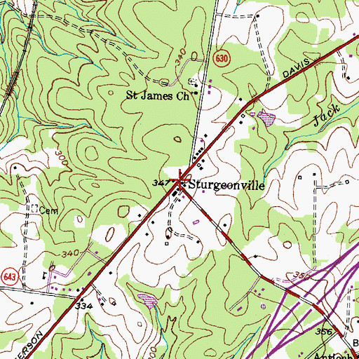 Topographic Map of Warfield Post Office, VA