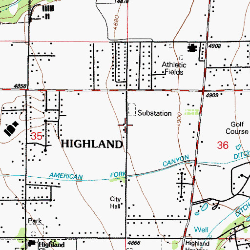 Topographic Map of Lone Peak Fire District Highland Fire Station 201, UT