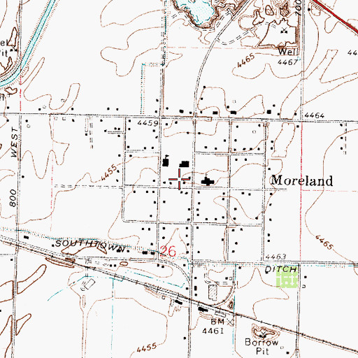 Topographic Map of Moreland Post Office, ID