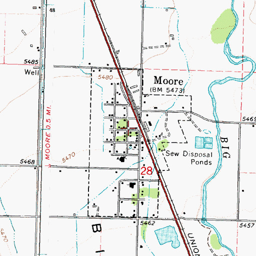 Topographic Map of Moore Post Office, ID