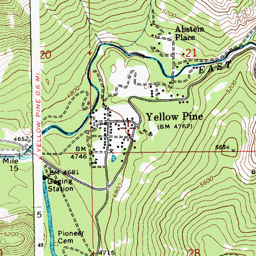 Topographic Map of Yellow Pine Post Office, ID