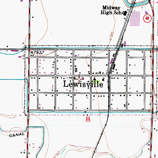 Topographic Map of Lewisville Post Office, ID