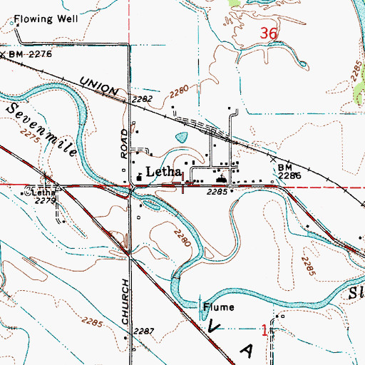 Topographic Map of Letha Post Office, ID