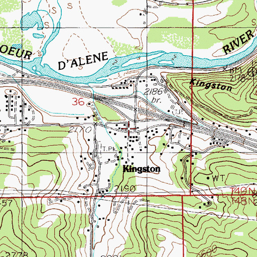 Topographic Map of Kingston Post Office, ID
