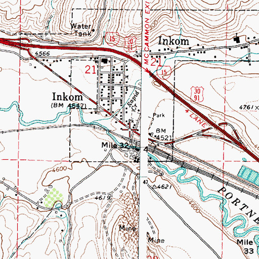 Topographic Map of Inkom Post Office, ID