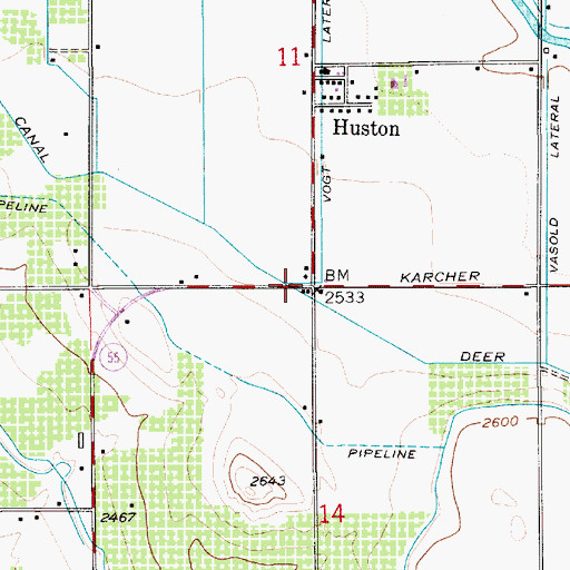 Topographic Map of Huston Post Office, ID