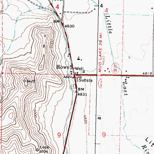 Topographic Map of Howe Post Office, ID