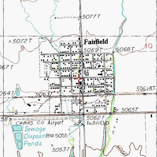 Topographic Map of Fairfield Post Office, ID