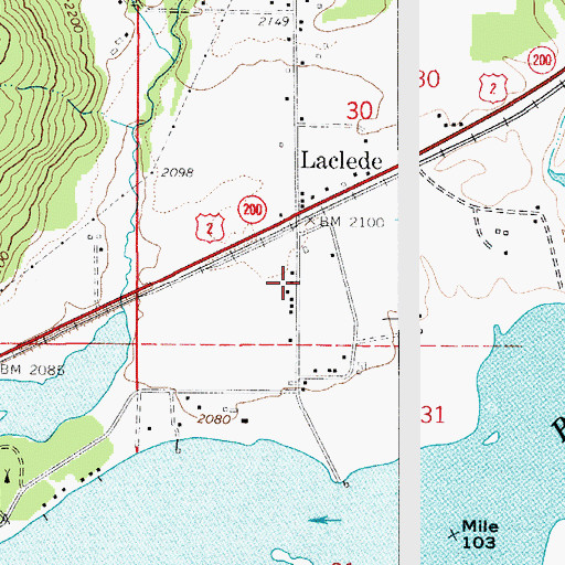 Topographic Map of Laclede Post Office, ID