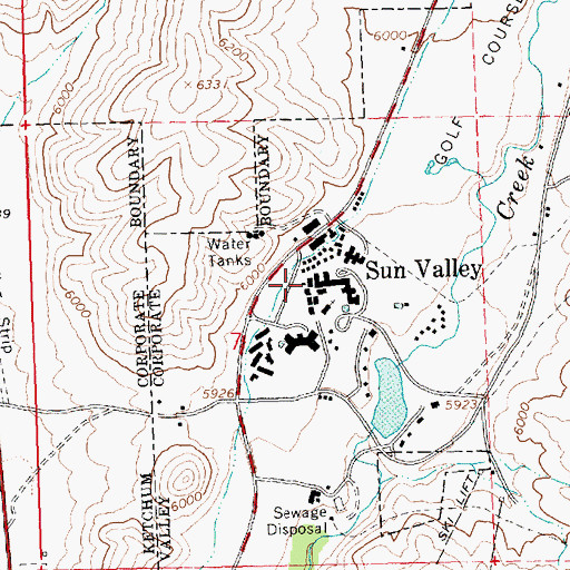 Topographic Map of Sun Valley jPost Office, ID