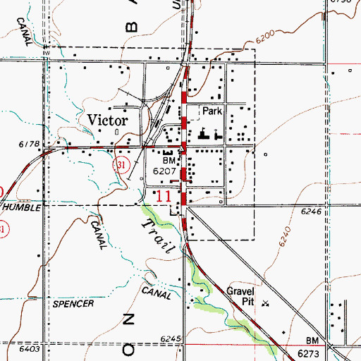Topographic Map of Victor Post Office, ID