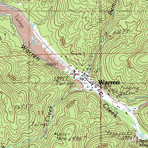 Topographic Map of Warren Post Office, ID