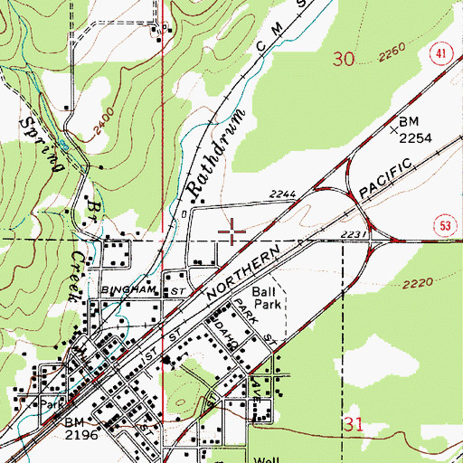 Topographic Map of Rathdrum Post Office, ID