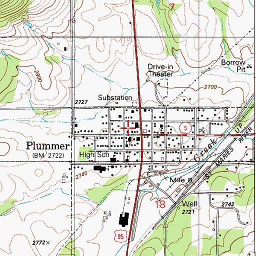 Topographic Map of Plummer Post Office, ID