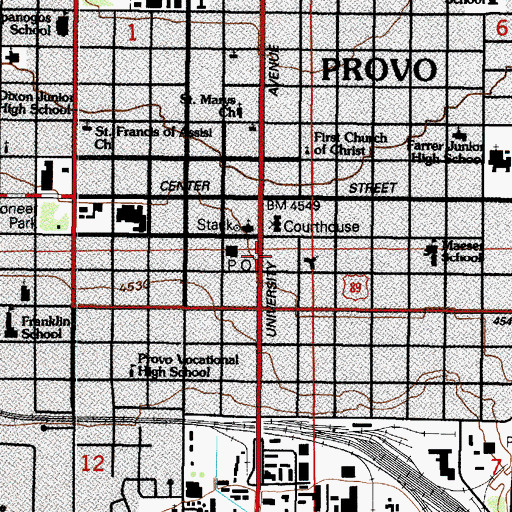 Topographic Map of Utah County Sheriff - Judicial Services, UT