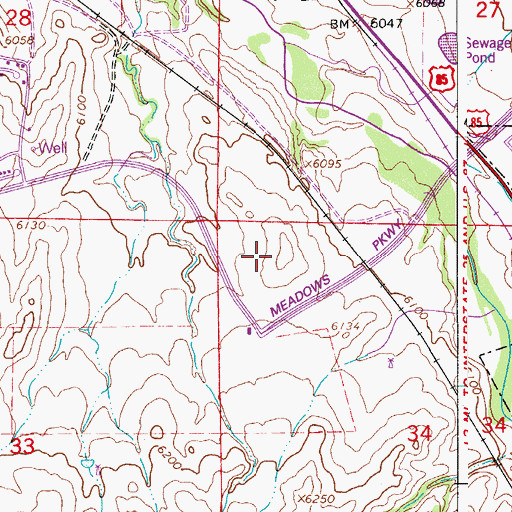 Topographic Map of Castle Rock Adventist Hospital, CO