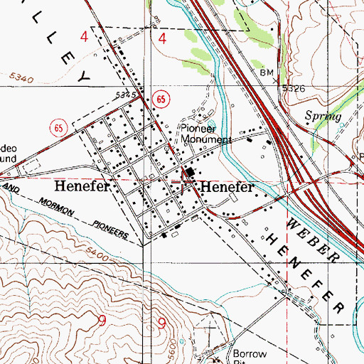 Topographic Map of Henefer Post Office, UT