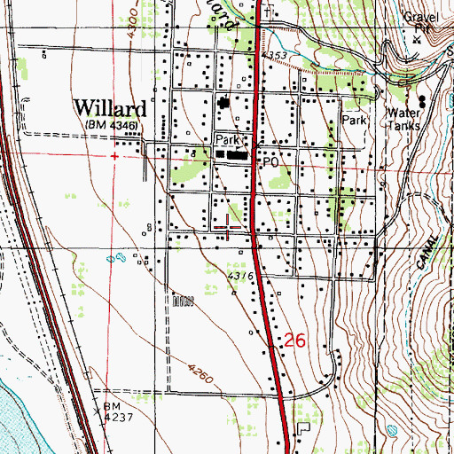 Topographic Map of Willard Post Office, UT