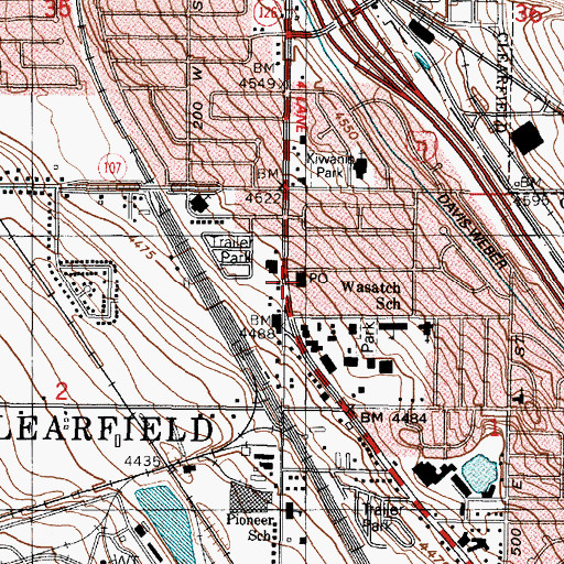Topographic Map of Clearfield Post Office, UT