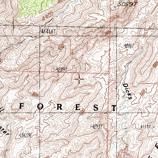 Topographic Map of Cottonwood Forest Wilderness, UT