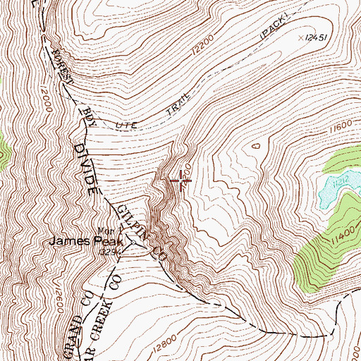 Topographic Map of James Peak Wilderness, CO
