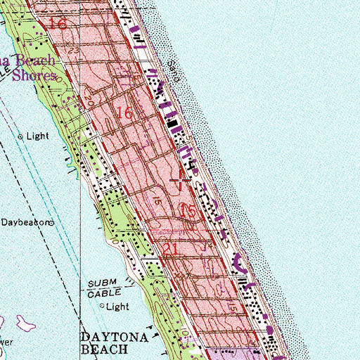 Topographic Map of Daytona Beach Shores Post Office, FL