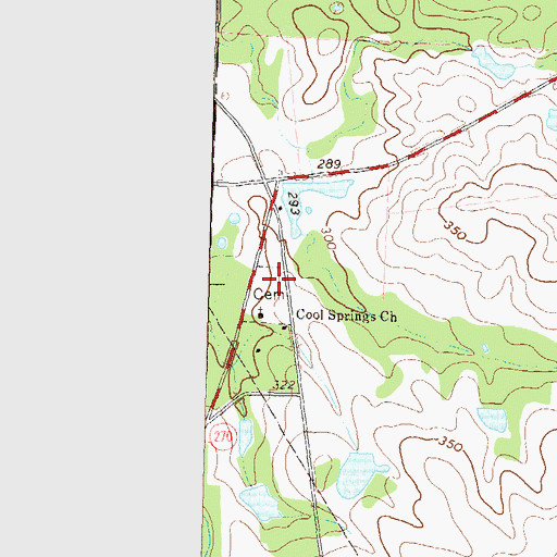 Topographic Map of Cool Springs Baptist Church Cemetery, GA