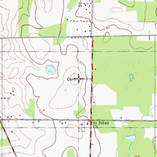 Topographic Map of Green Willow Cemetery, GA