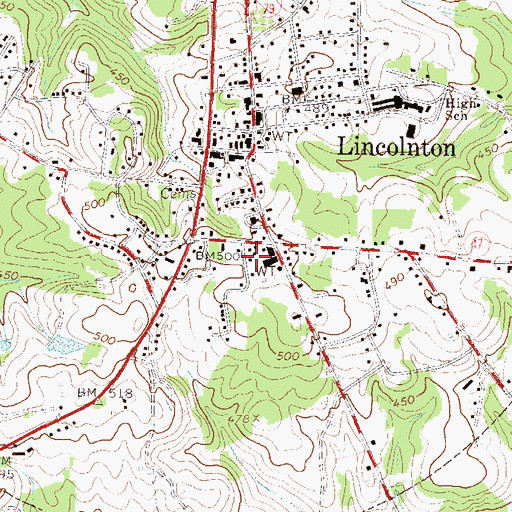 Topographic Map of Lincolnton Post Office, GA