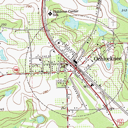 Topographic Map of Ochlocknee Post Office, GA