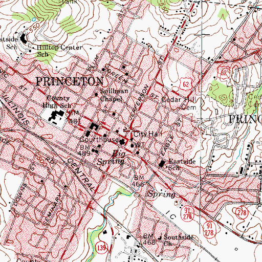 Topographic Map of Princeton Police Department, KY