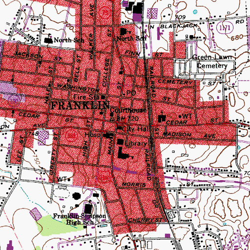 Topographic Map of Franklin Police Department, KY