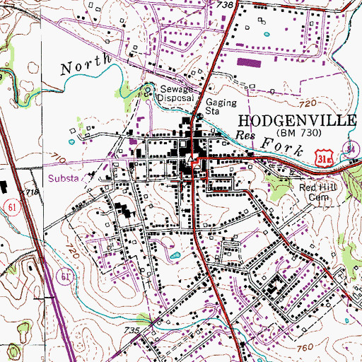 Topographic Map of Hodgenville Police Department, KY