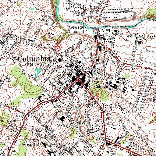 Topographic Map of Adair County Sheriff's Office, KY