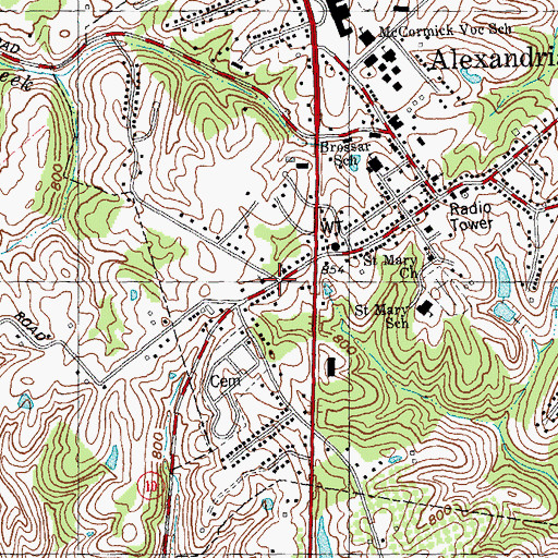 Topographic Map of Alexandria Police Department, KY