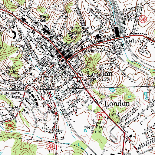 Topographic Map of London Police Department, KY