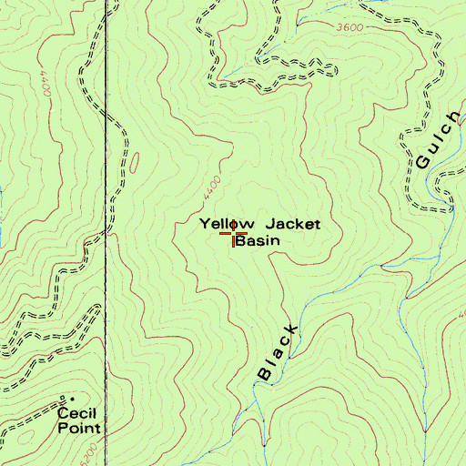 Topographic Map of Yellow Jacket Basin, CA