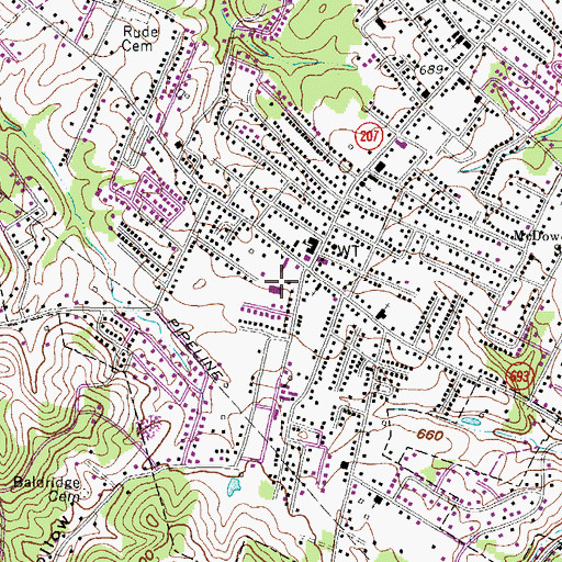 Topographic Map of Flatwoods Police Department, KY