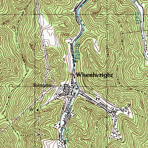 Topographic Map of Wheelwright Police Department, KY