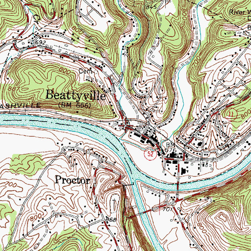 Topographic Map of Beattyville Police Department, KY