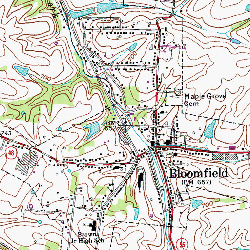 Topographic Map of Bloomfield Police Department, KY