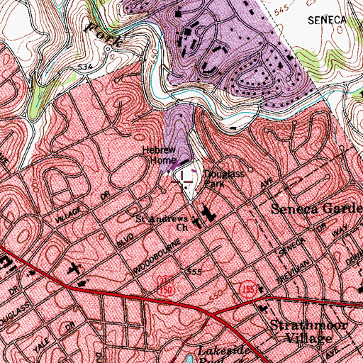 Topographic Map of Louisville Metropolitan Police Department Division 5, KY