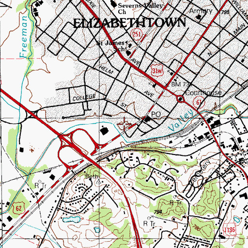 Topographic Map of Elizabethtown Police Department, KY