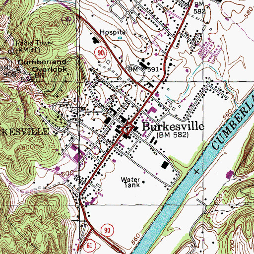 Topographic Map of Cumberland County Sheriff's Department, KY