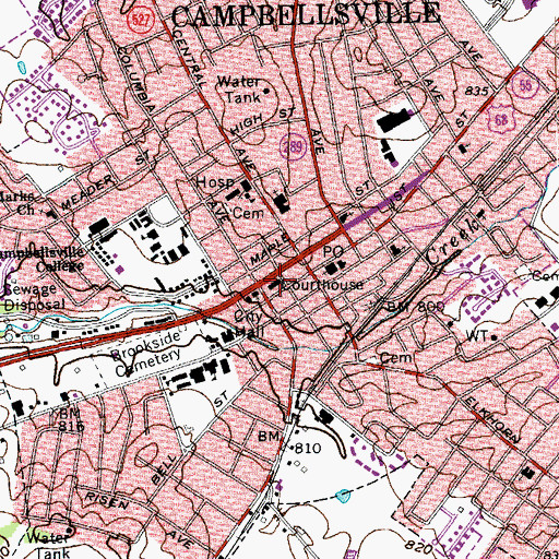 Topographic Map of Taylor County Sheriff's Department, KY
