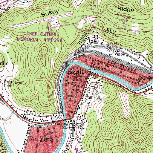 Topographic Map of Loyall Police Department, KY