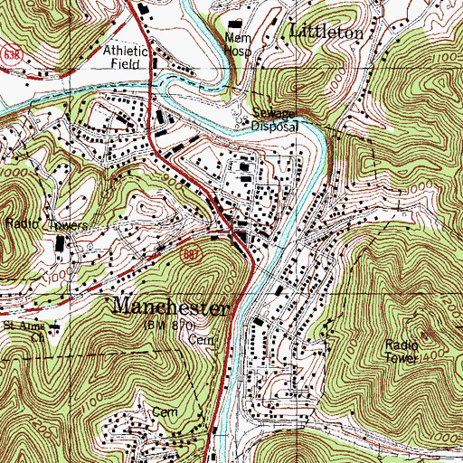 Topographic Map of Manchester Police Department, KY