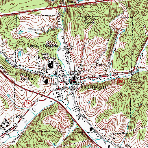 Topographic Map of Wolfe County Sheriff's Office, KY