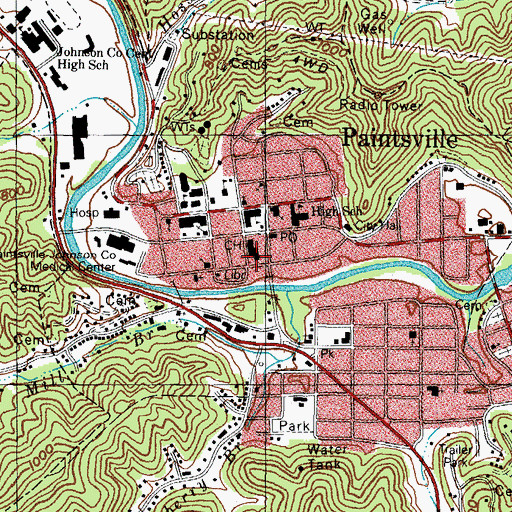Topographic Map of Johnson County Sheriff's Office, KY